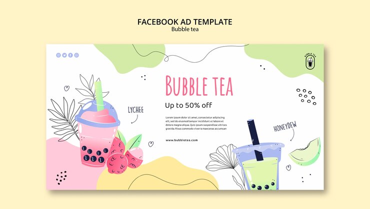 PSD gratuito plantilla de facebook de delicioso té de burbujas