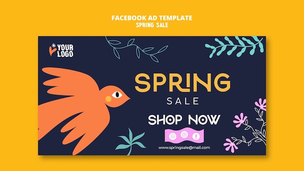 PSD gratuito plantilla de facebook de descuento de venta de primavera