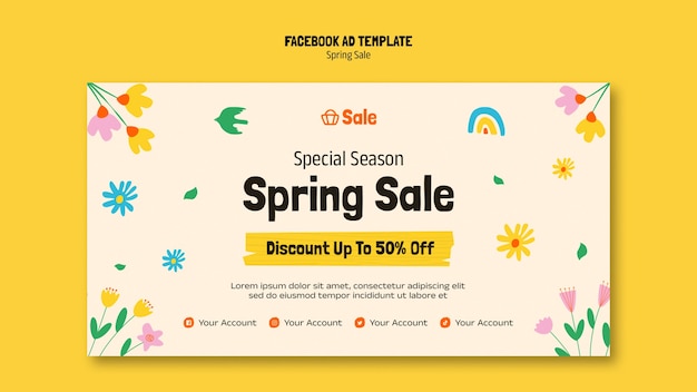 Plantilla de facebook de descuento de venta de primavera