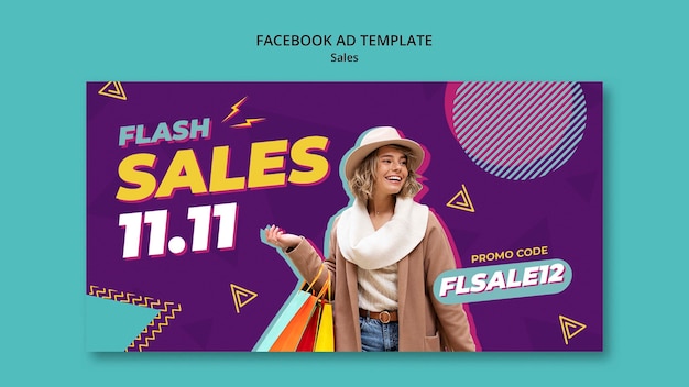 Plantilla de facebook de descuento de ventas