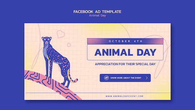 PSD gratuito plantilla de facebook del día del animal de la pantera de diseño plano