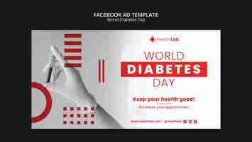 PSD gratuito plantilla de facebook del día de la diabetes de diseño plano