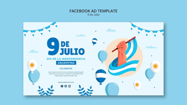 PSD gratuito plantilla de facebook del día de la independencia argentina