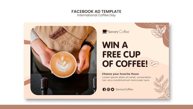 PSD gratuito plantilla de facebook del día internacional del café