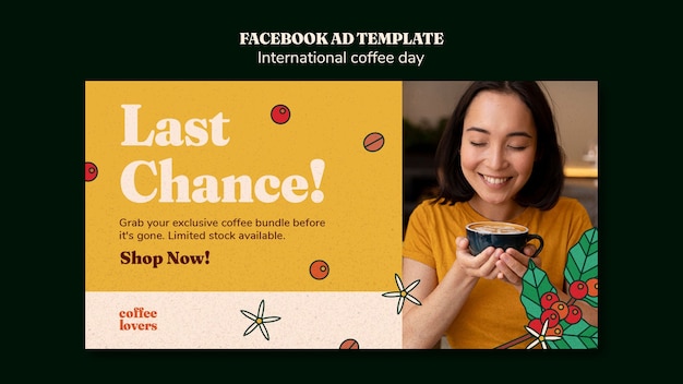 PSD gratuito plantilla de facebook del día internacional del café