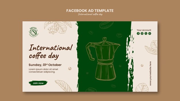 Plantilla de facebook del día internacional del café