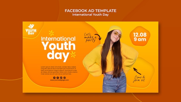 PSD gratuito plantilla de facebook del día internacional de la juventud