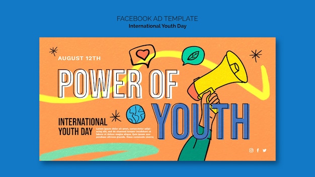 PSD gratuito plantilla de facebook del día internacional de la juventud