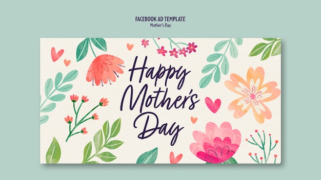 Plantilla de facebook del día de la madre en acuarela