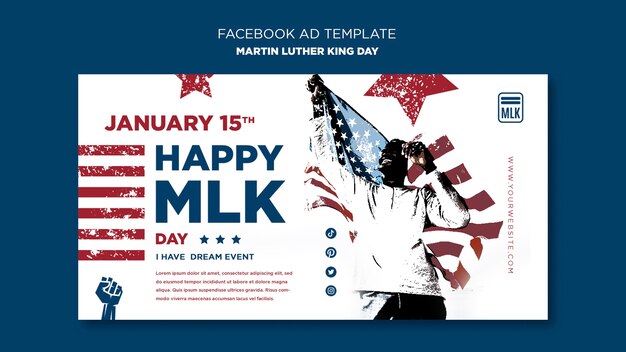 PSD gratuito plantilla de facebook del día de martin luther king