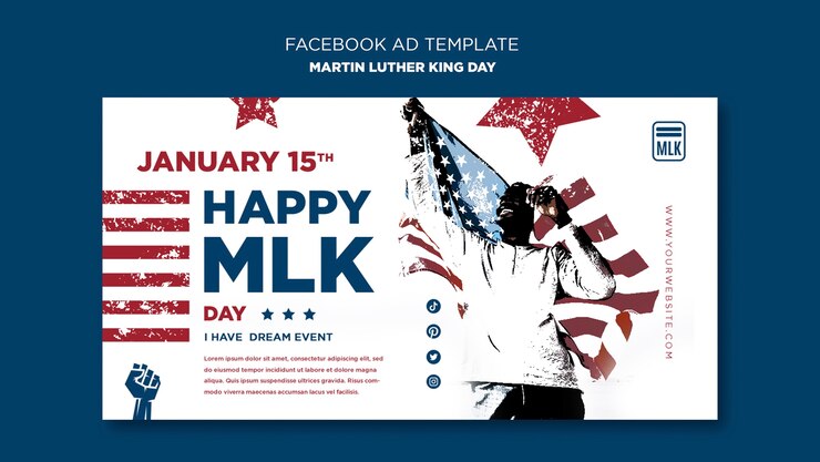 PSD gratuito plantilla de facebook del día de martin luther king