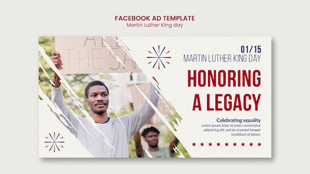 PSD gratuito plantilla de facebook del día de martin luther king