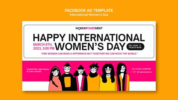 Plantilla de facebook del día de la mujer de diseño plano
