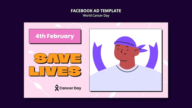 PSD gratuito plantilla de facebook para el día mundial del cáncer