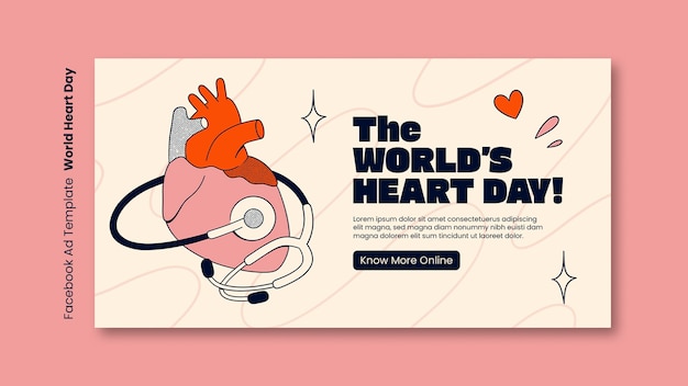 PSD gratuito plantilla de facebook del día mundial del corazón