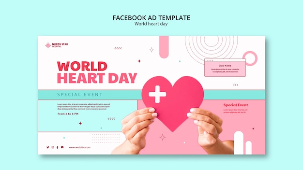 PSD gratuito plantilla de facebook del día mundial del corazón