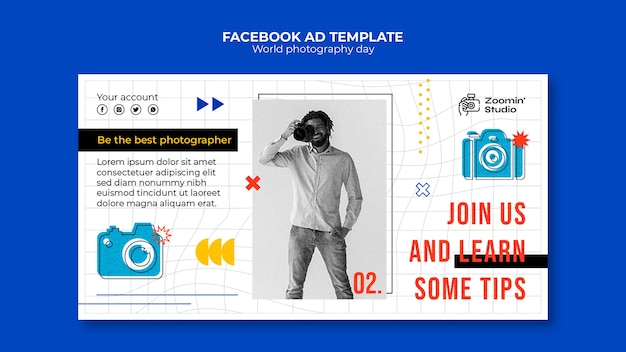 PSD gratuito plantilla de facebook del día mundial de la fotografía