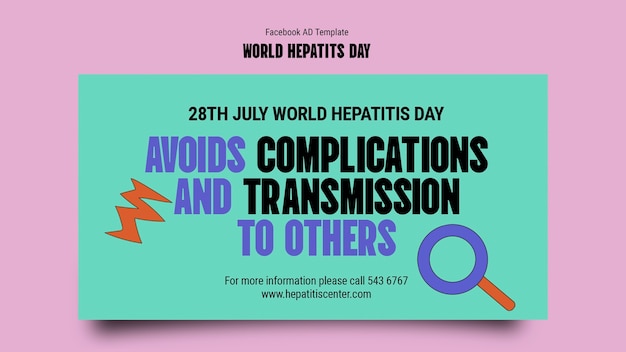 Plantilla de facebook del día mundial de la hepatitis dibujada a mano