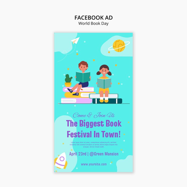 PSD gratuito plantilla de facebook para el día mundial del libro