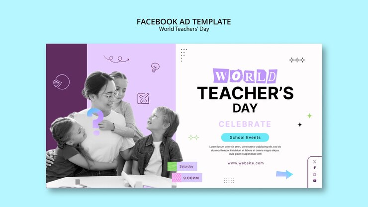 PSD gratuito plantilla de facebook del día mundial del maestro