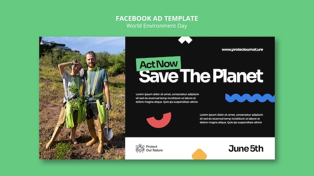 PSD gratuito plantilla de facebook del día mundial del medio ambiente