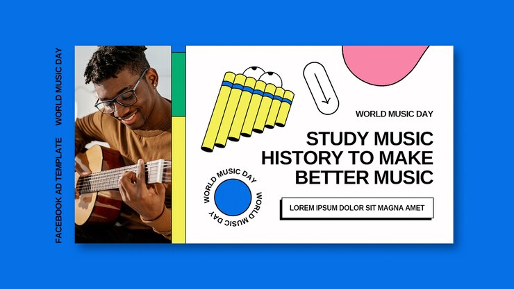 PSD gratuito plantilla de facebook del día mundial de la música