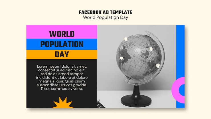 PSD gratuito plantilla de facebook del día mundial de la población de diseño plano
