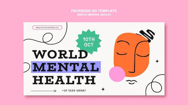 PSD gratuito plantilla de facebook del día mundial de la salud mental