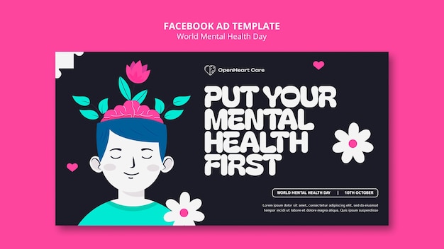 plantilla de Facebook para el Día Mundial de la Salud Mental