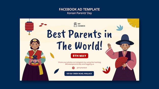 PSD gratuito plantilla de facebook del día del padre coreano