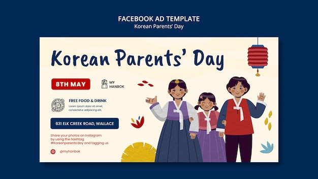 PSD gratuito plantilla de facebook del día del padre coreano