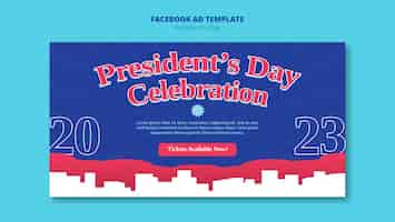 PSD gratuito plantilla de facebook del día del presidente de diseño plano