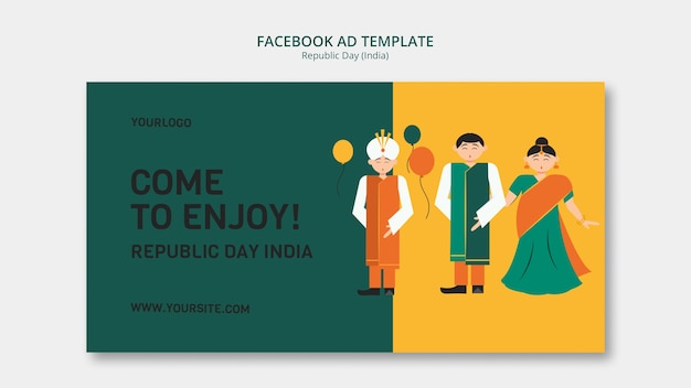 PSD gratuito plantilla de facebook del día de la república india