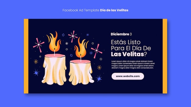 PSD gratuito plantilla de facebook dia de las velitas dibujada a mano