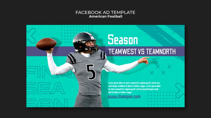 PSD gratuito plantilla de facebook de diseño plano de fútbol americano