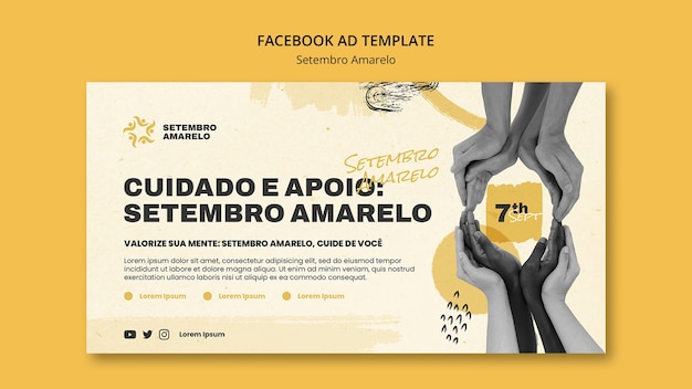 plantilla de Facebook de diseño plano para la prevención del suicidio