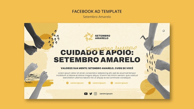 PSD gratuito plantilla de facebook de diseño plano para la prevención del suicidio