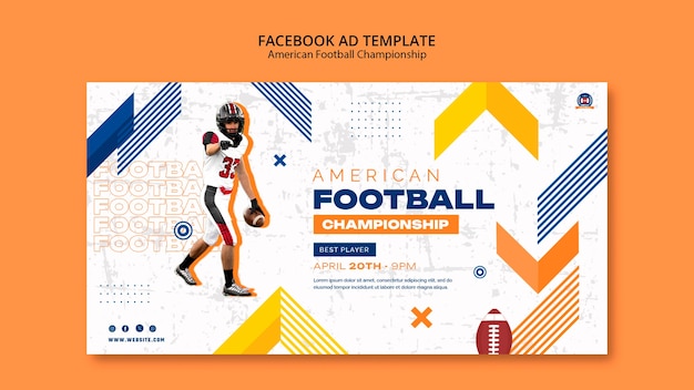 PSD gratuito plantilla de facebook de diseño plano para el super bowl