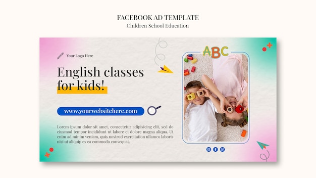 Plantilla de facebook de educación escolar para niños