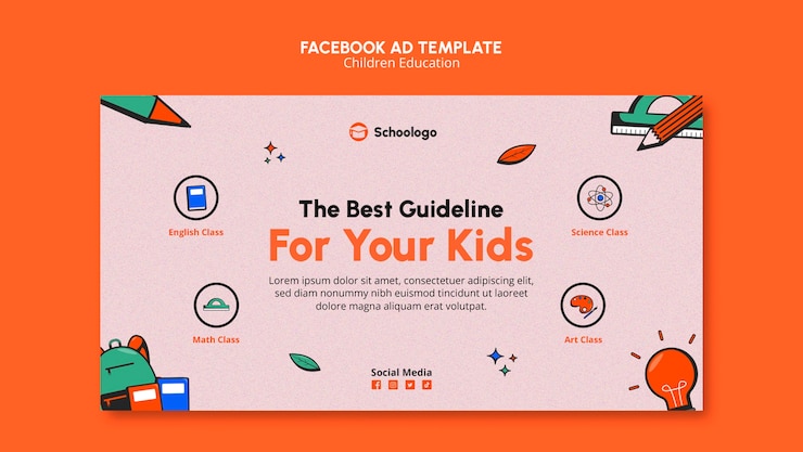 PSD gratuito plantilla de facebook de educación infantil