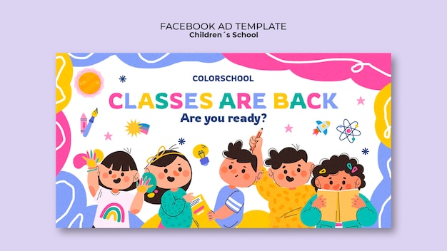 PSD gratuito plantilla de facebook para la educación de los niños de diseño plano