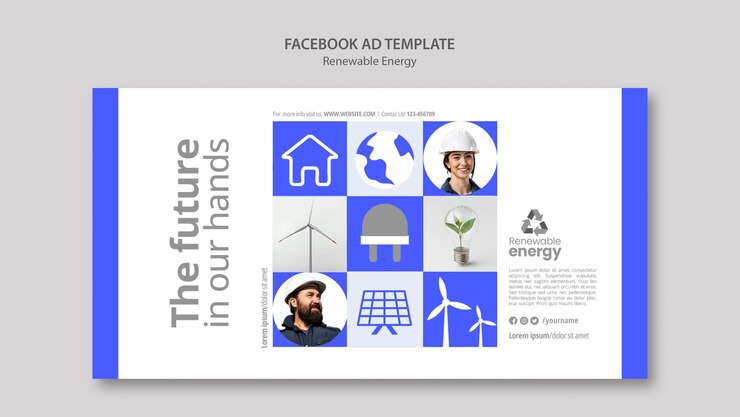 PSD gratuito plantilla de facebook de energía renovable de diseño plano