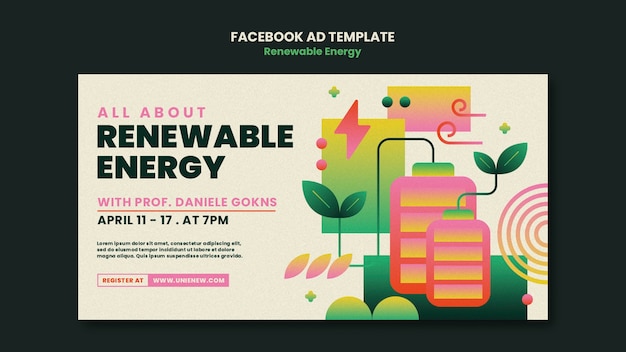 Plantilla de facebook de energía renovable gradiente