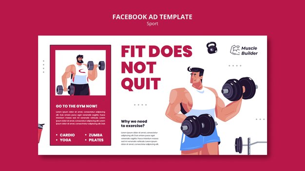 Plantilla de facebook de entrenamiento de hombre dibujado a mano