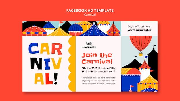 PSD gratuito plantilla de facebook de entretenimiento de carnaval