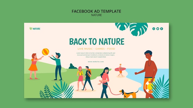 PSD gratuito plantilla de facebook de entretenimiento de naturaleza
