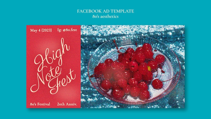 PSD gratuito plantilla de facebook estética de los 80