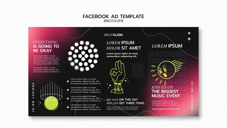 PSD gratuito plantilla de facebook estilo brutalismo