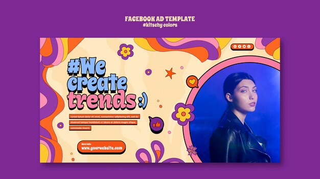 Plantilla de facebook de estilo cursi de colores