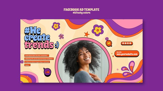 Plantilla de facebook de estilo cursi de colores